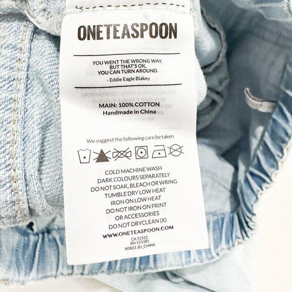 One Teaspoon Shabbies Carpenter Style Light Wash Drawstring Denim Jeans Size S - Picture 7 of 9